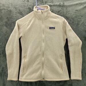 Patagonia Worn Wear Sweater Women’s Small Full Zip Cream Pockets Long Sleeve